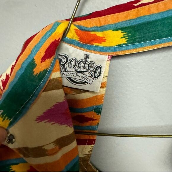 Rodeo Western Vintage wear shirt size Medium M Aztec bohemian women’s open back - Picture 2 of 5